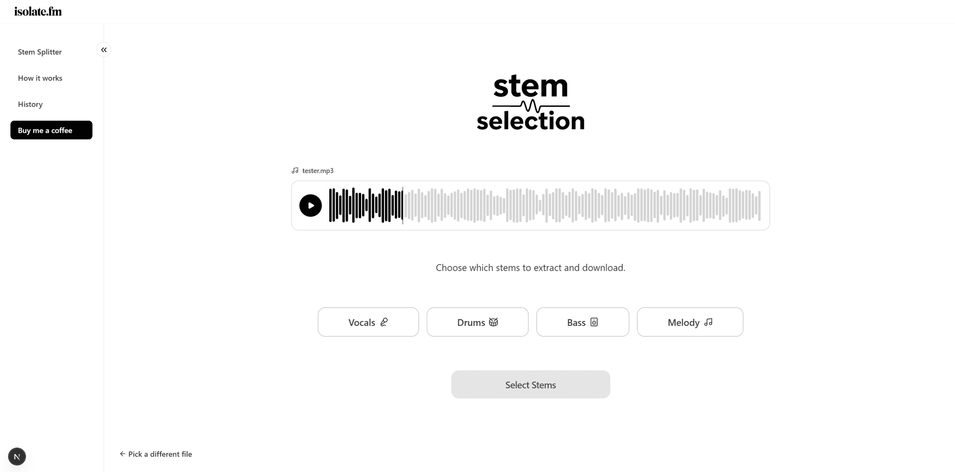 Select your stems